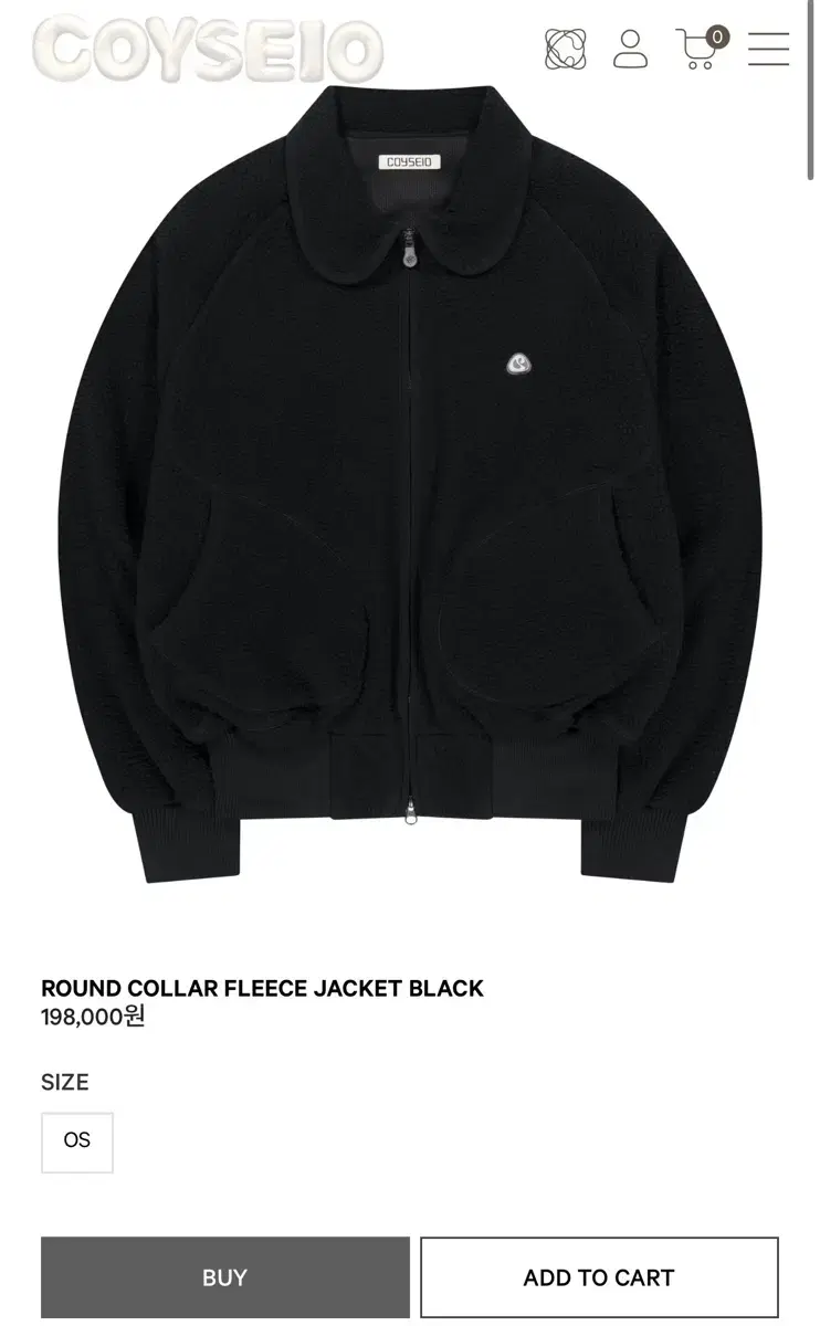 코이세이오 ROUND COLLAR FLEECE JACKET BLACK | 브랜드 중고거래